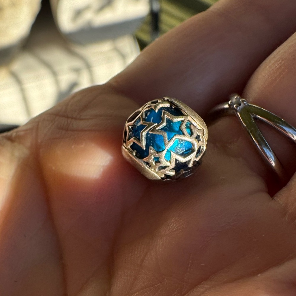 Sterling Silver and  Blue Star Bead